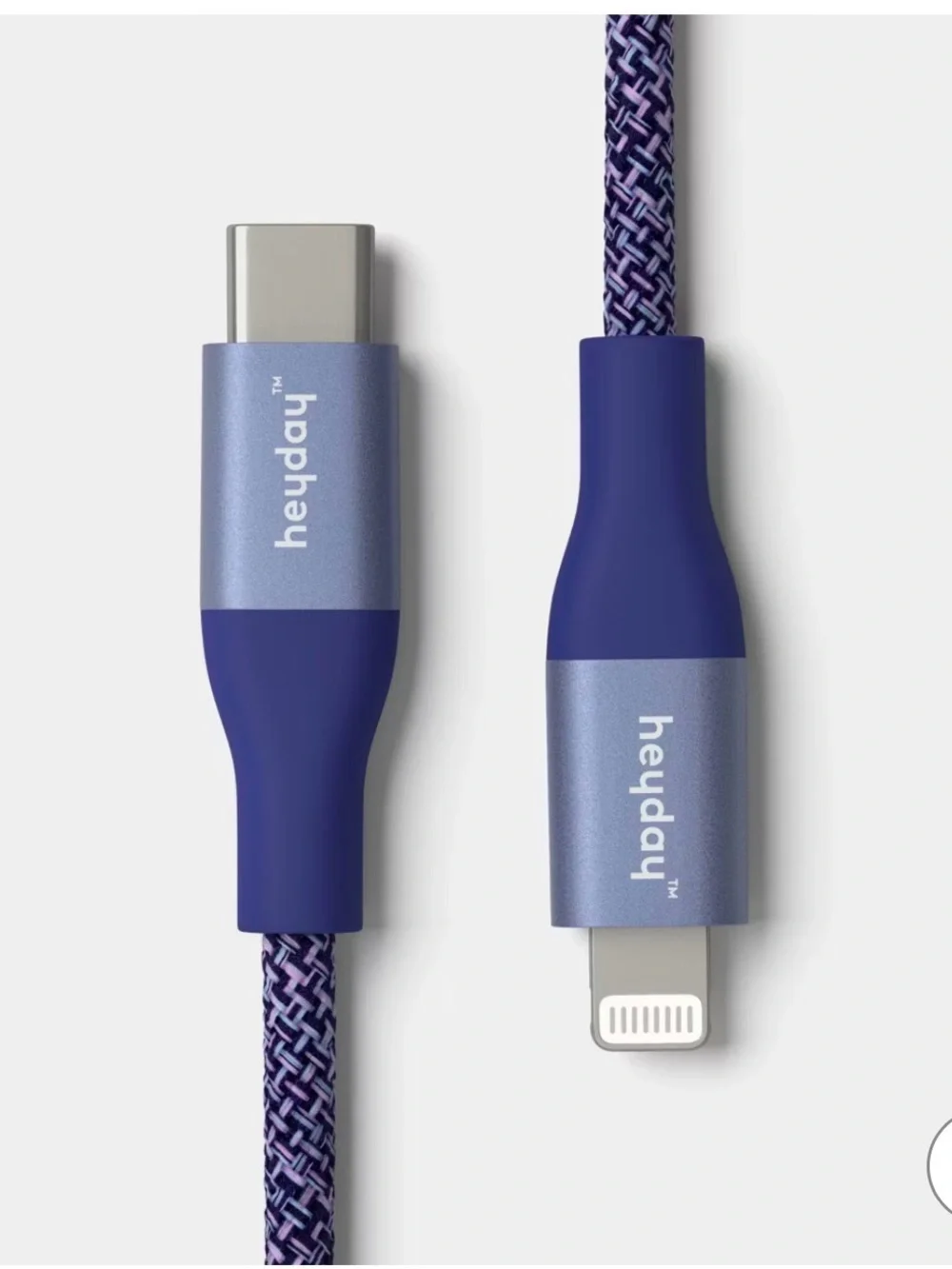 heyday 6ft Braided USB-C to Lightning Cable in Deep Purple